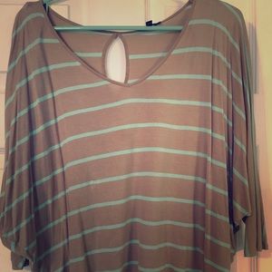 Tan with mint green stripes Express shirt